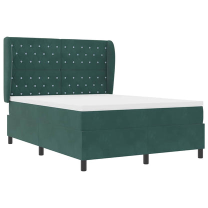 Letto a molle con materasso Verde scuro 140 x 190 cm Velluto