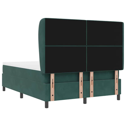 Letto a molle con materasso Verde scuro 140 x 190 cm Velluto