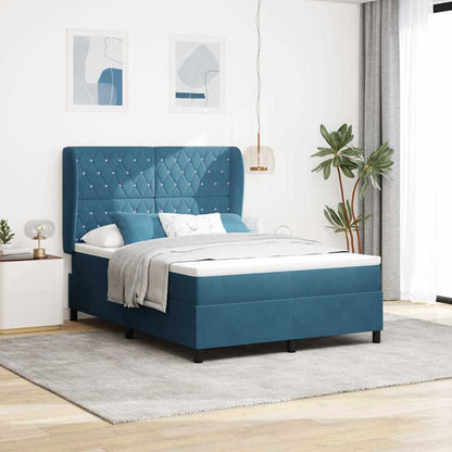 Letto a molle con materasso Blu Scuro 190 x 140 cm Velluto | homemem39