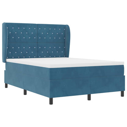Letto a molle con materasso Blu Scuro 190 x 140 cm Velluto | homemem39