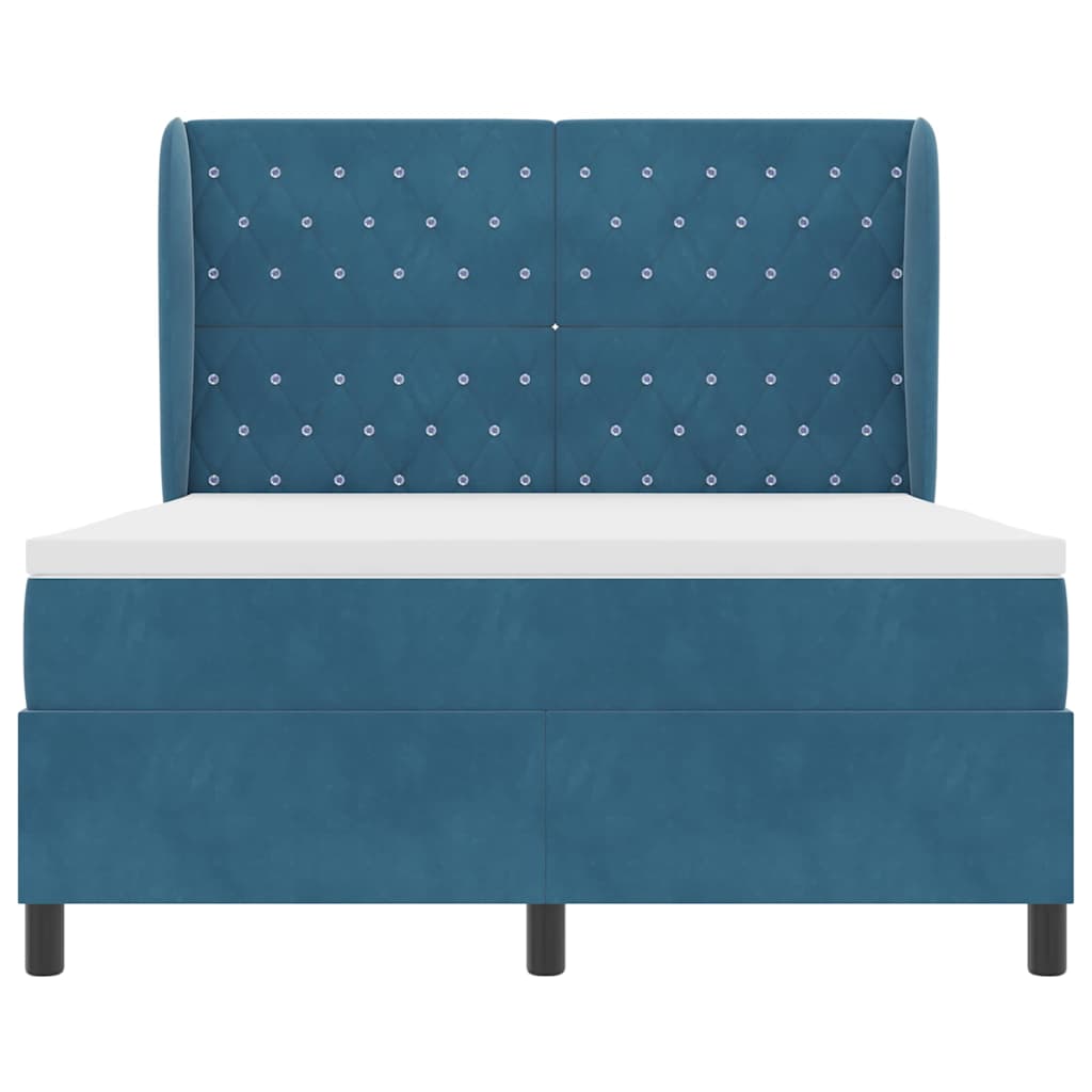 Letto a molle con materasso Blu Scuro 190 x 140 cm Velluto | homemem39