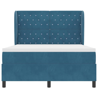 Letto a molle con materasso Blu Scuro 190 x 140 cm Velluto | homemem39