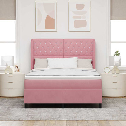 Letto a molle con materasso Rosa 190 x 140 cm Poliestere