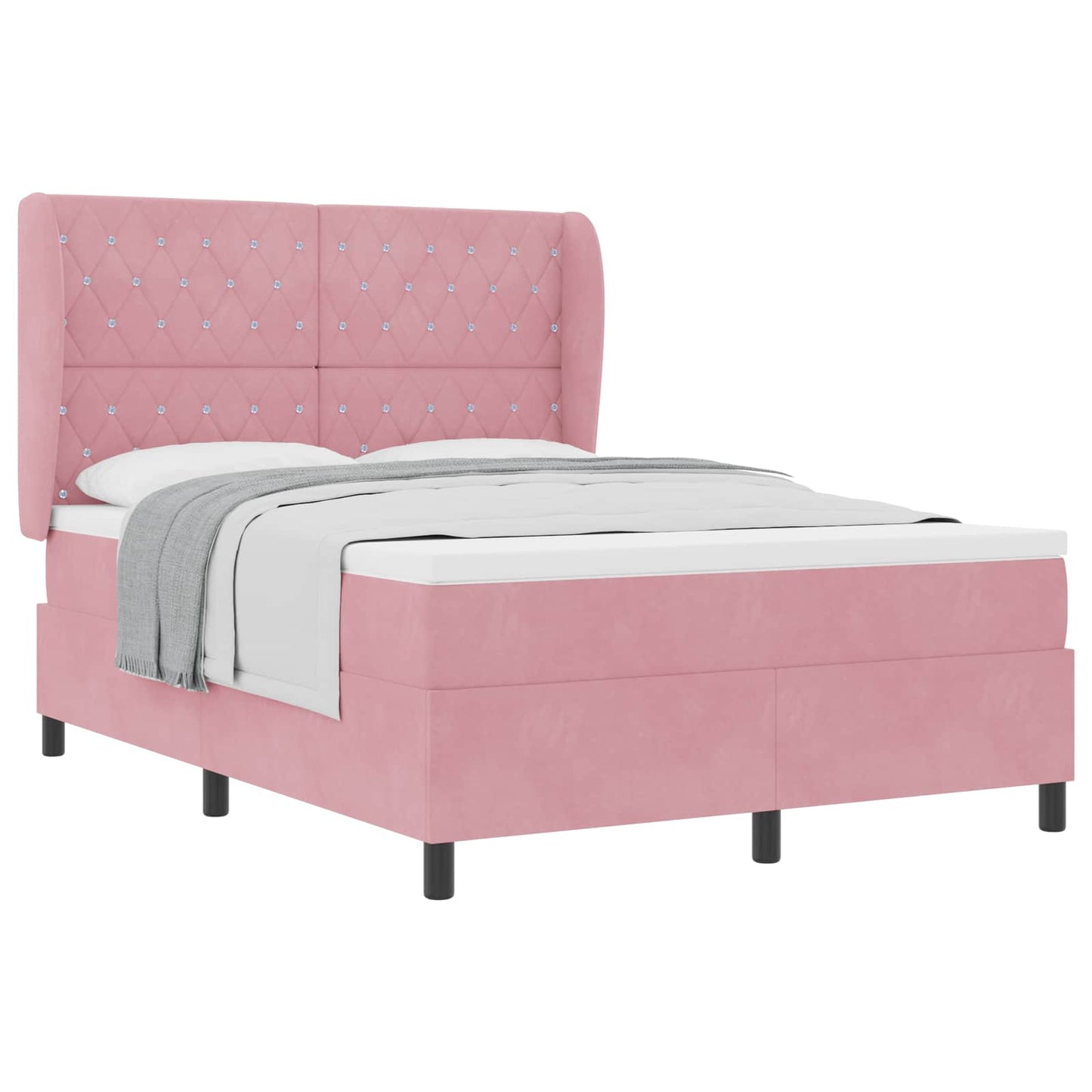 Letto a molle con materasso Rosa 190 x 140 cm Poliestere