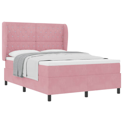 Letto a molle con materasso Rosa 190 x 140 cm Poliestere