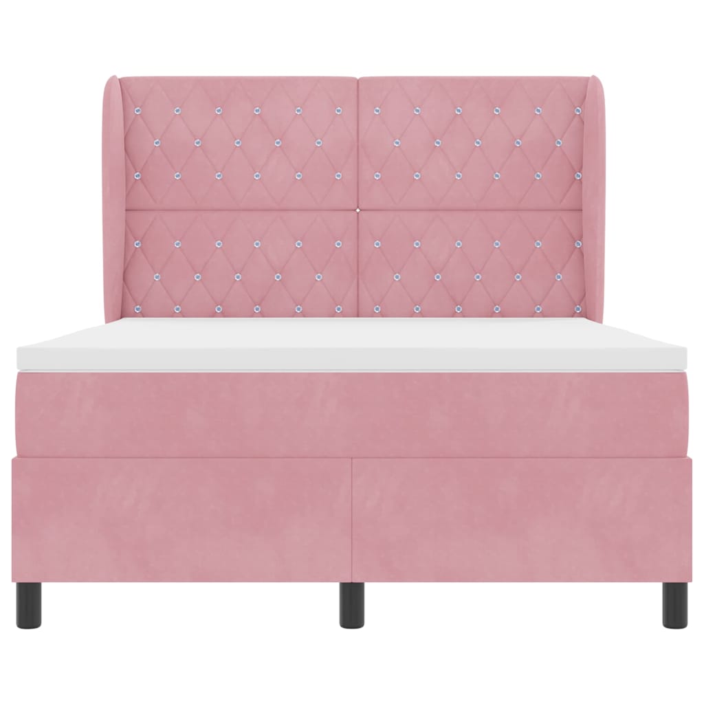 Letto a molle con materasso Rosa 190 x 140 cm Poliestere