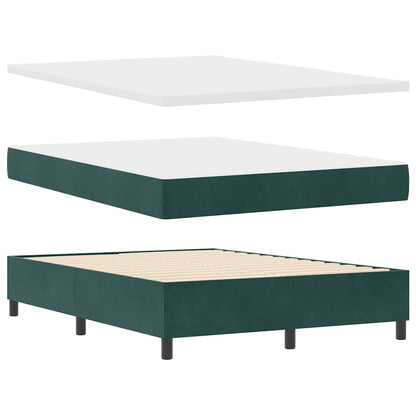 Letto a molle con materasso Verde scuro 140 x 200 cm Velluto