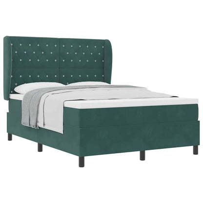 Letto a molle con materasso Verde scuro 140 x 200 cm Velluto
