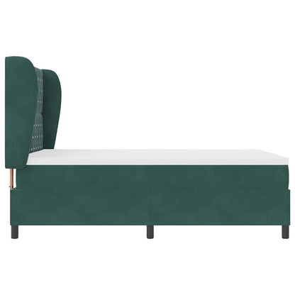 Letto a molle con materasso Verde scuro 140 x 200 cm Velluto