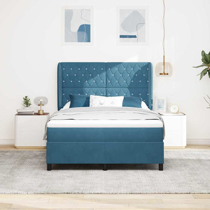 Letto a molle con materasso Blu Scuro 200 x 140 cm Velluto | homemem39