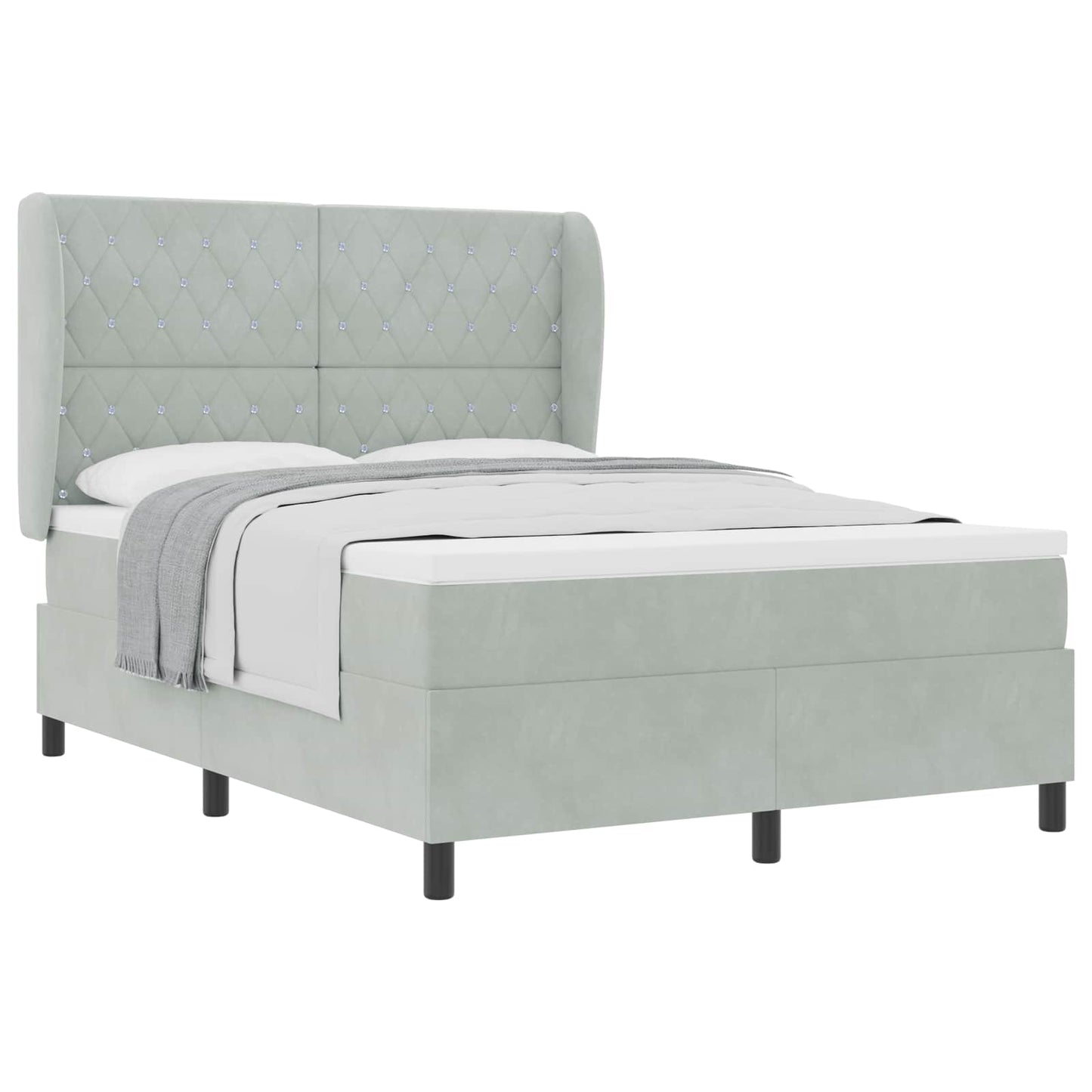 Letto a molle con materasso Grigio chiaro 200 x 160 cm Velluto | homemem39