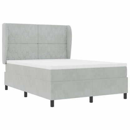 Letto a molle con materasso Grigio chiaro 160 x 200 cm Velluto