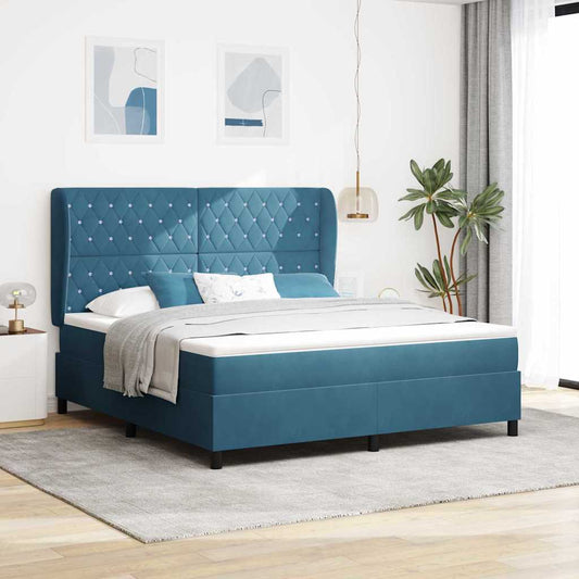 Letto a molle con testiera Blu Scuro 200 x 180 cm Velluto | homemem39