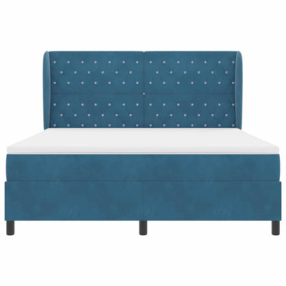 Letto a molle con materasso Blu Scuro 200 x 180 cm Velluto | homemem39