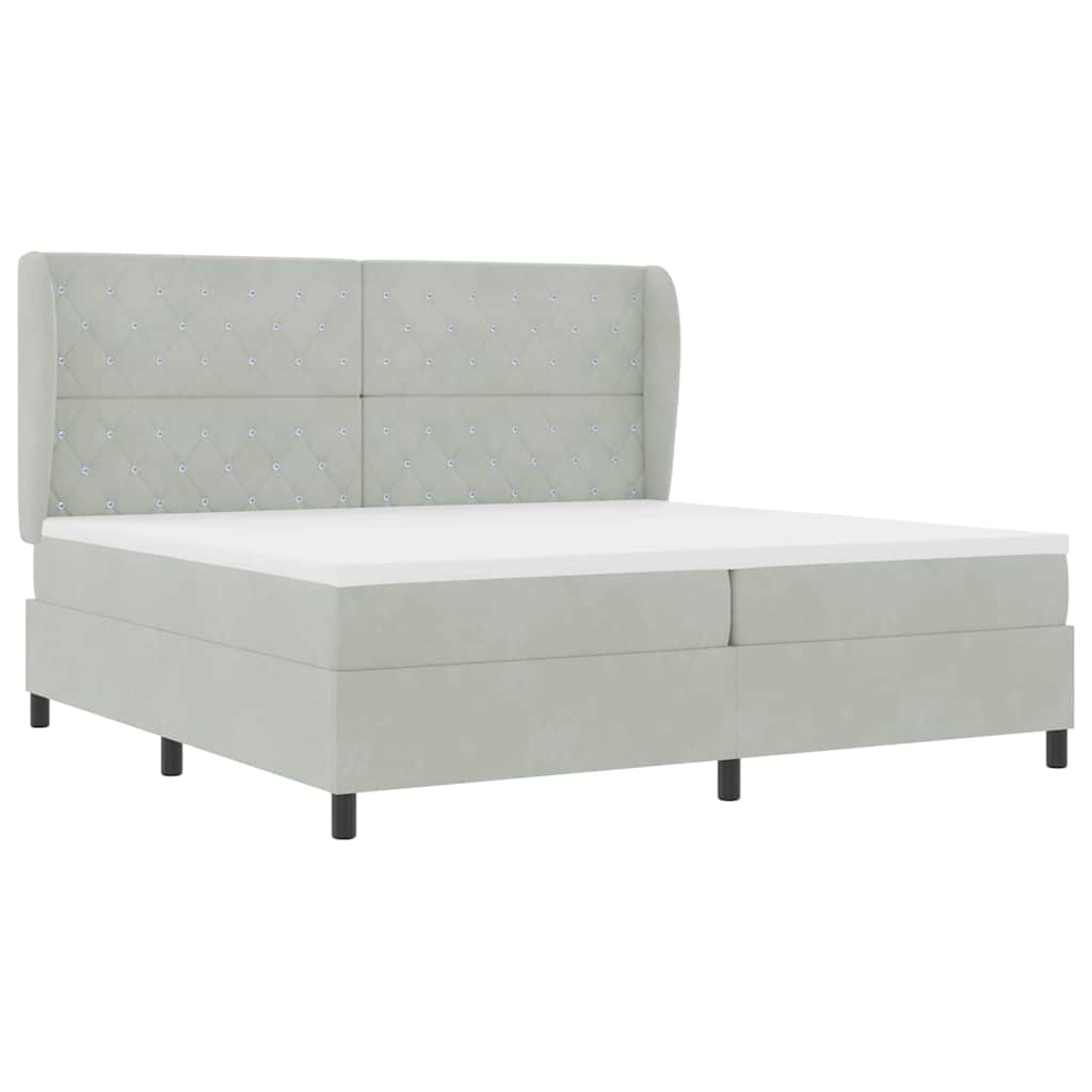 Letto a molle Grigio chiaro 200 x 200 cm Poliestere