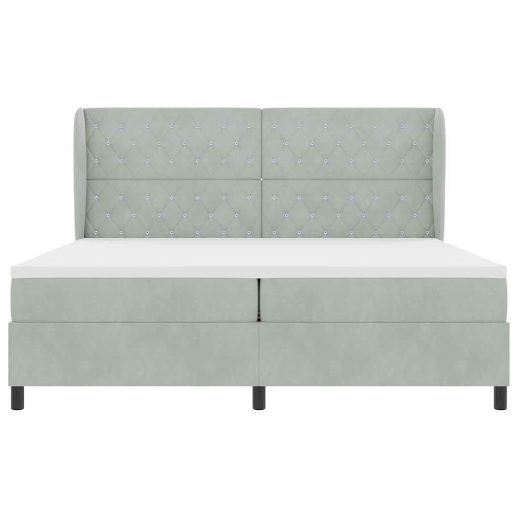 Letto a molle con materasso Grigio chiaro 200 x 200 cm Velluto