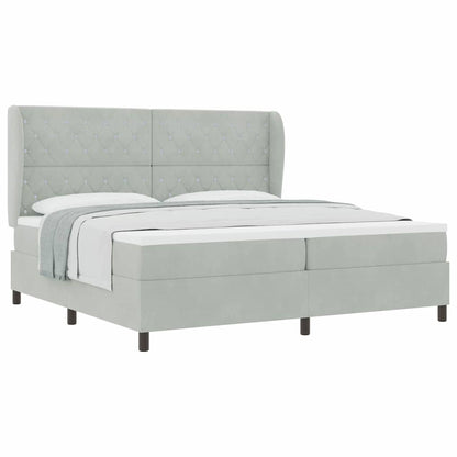 Letto a molle con materasso Grigio chiaro 200 x 200 cm Velluto