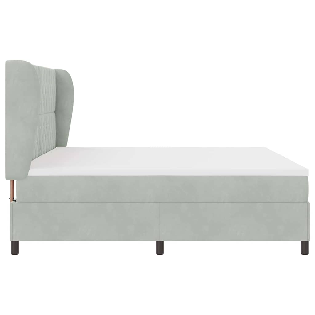 Letto a molle con materasso Grigio chiaro 200 x 200 cm Velluto