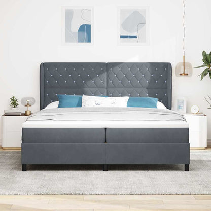 Letto a molle con materasso Grigio scuro 200 x 200 cm Velluto