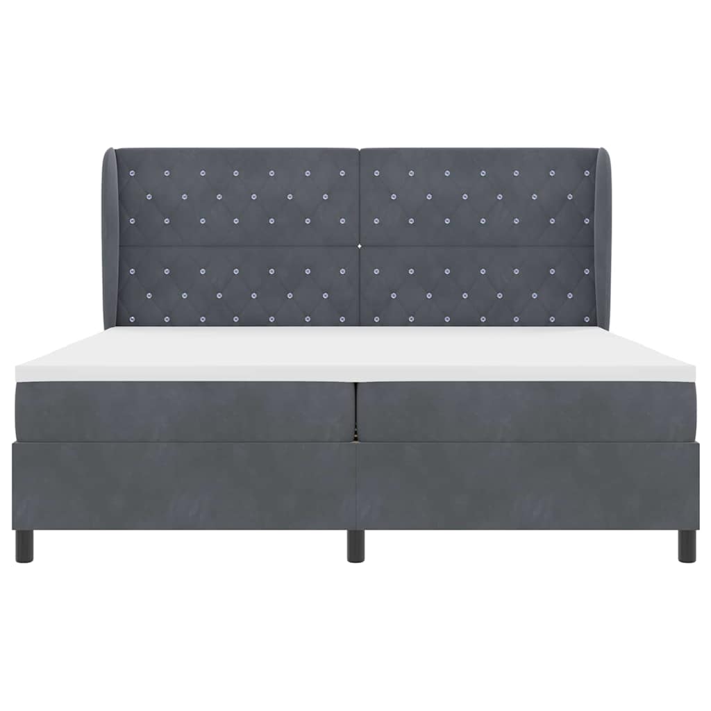 Letto a molle con materasso Grigio scuro 200 x 200 cm Velluto