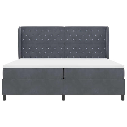 Letto a molle con materasso Grigio scuro 200 x 200 cm Velluto