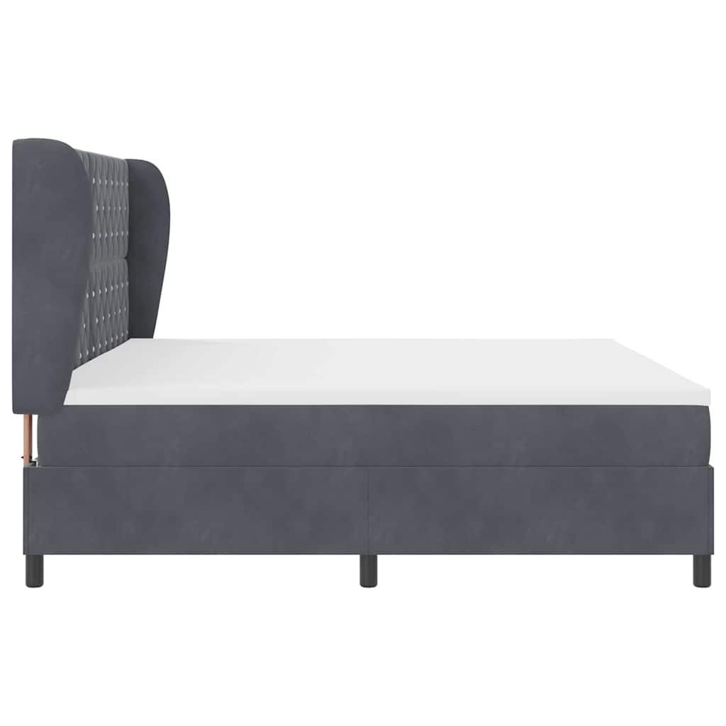 Letto a molle con materasso Grigio scuro 200 x 200 cm Velluto