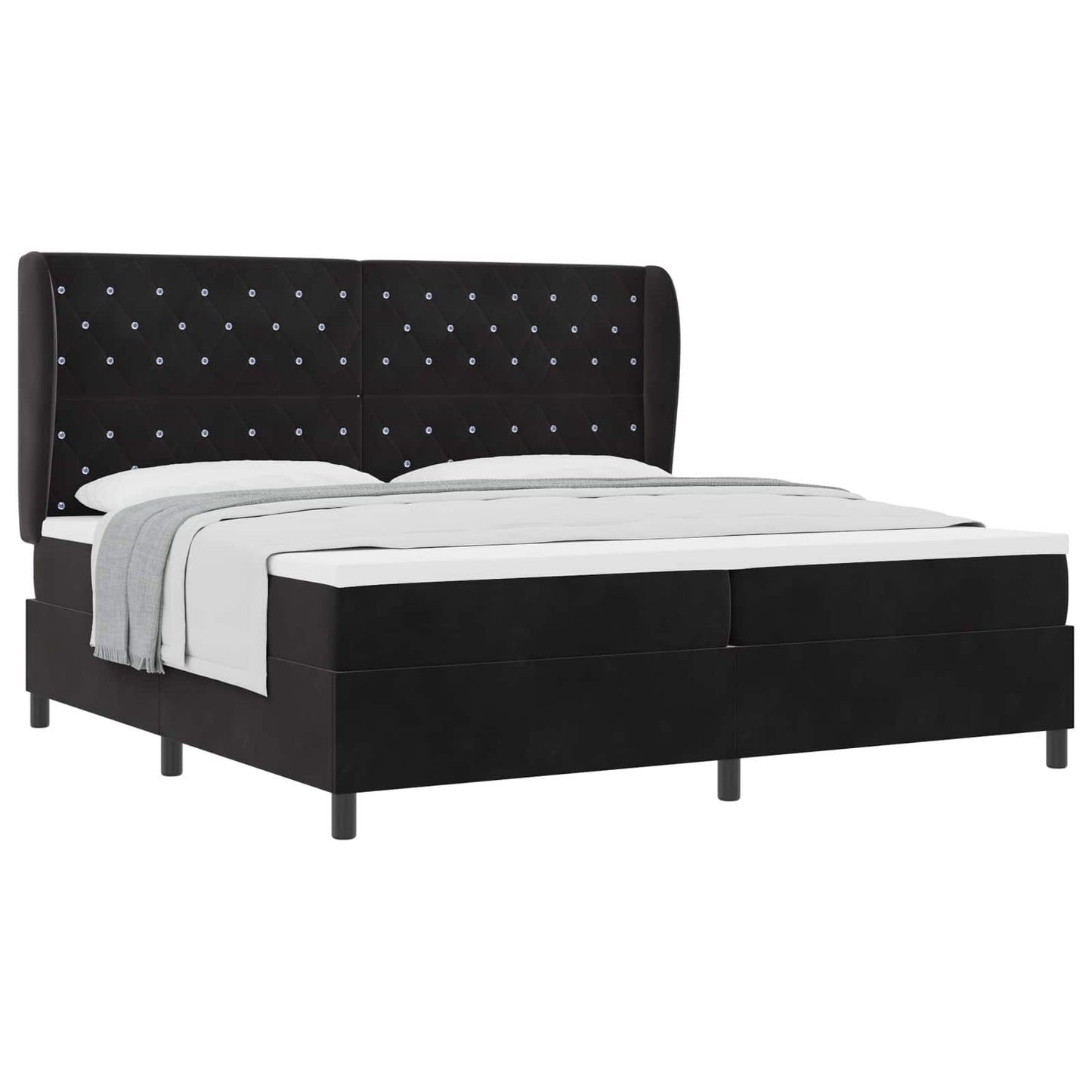 Letto a molle con materasso Nero 200 x 200 cm Velluto