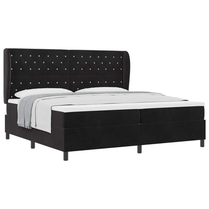 Letto a molle con materasso Nero 200 x 200 cm Velluto