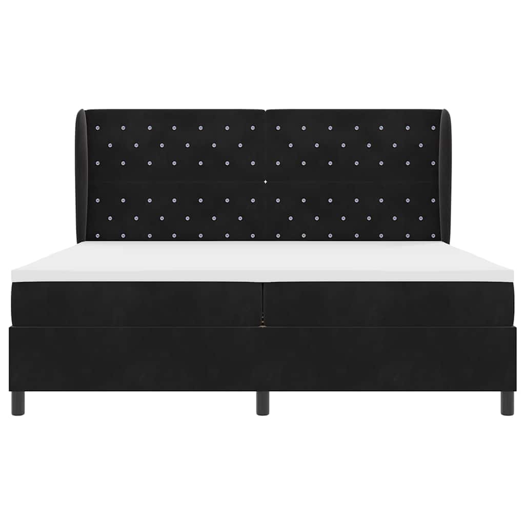 Letto a molle con materasso Nero 200 x 200 cm Velluto | homemem39