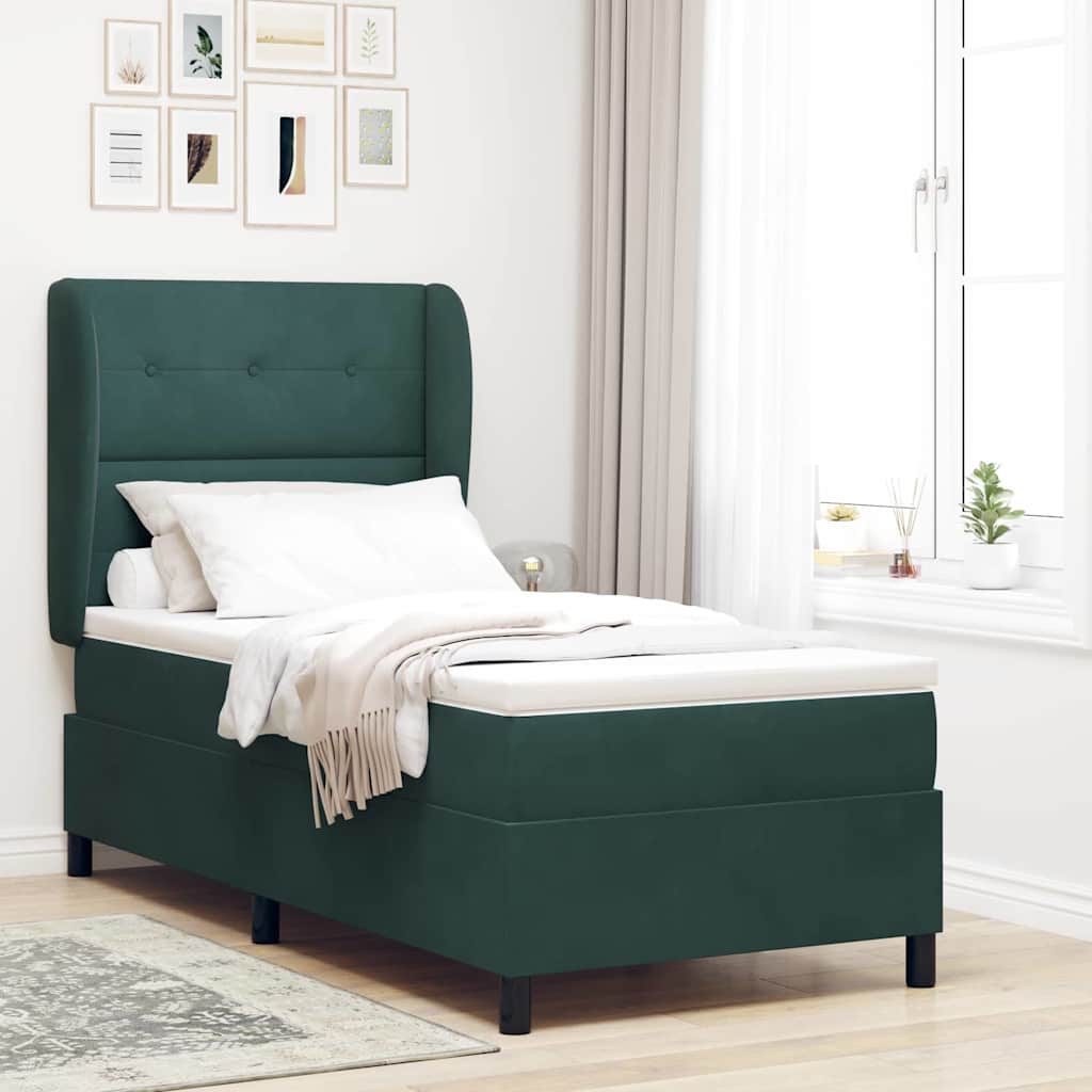 Letto a molle con testiera Verde Scuro 200 x 80 cm Velluto | homemem39