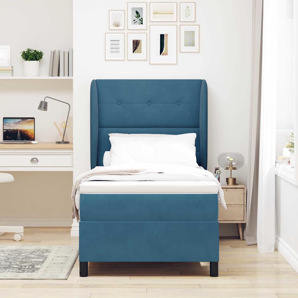 Letto a molle con materasso Blu Scuro 200 x 80 cm Velluto | homemem39