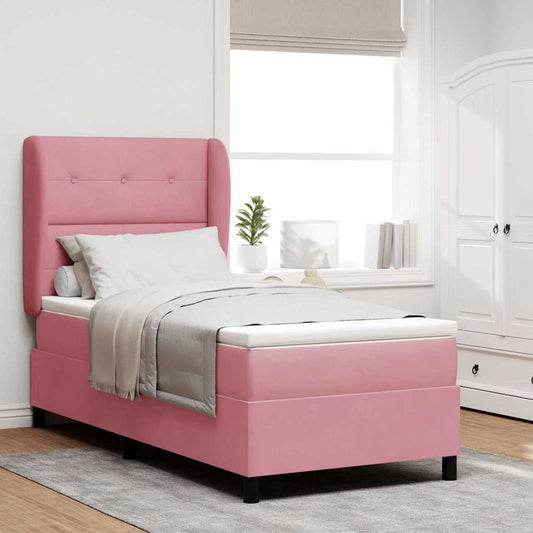 Letto a molle con materasso Rosa 200 x 80 cm Velluto | homemem39