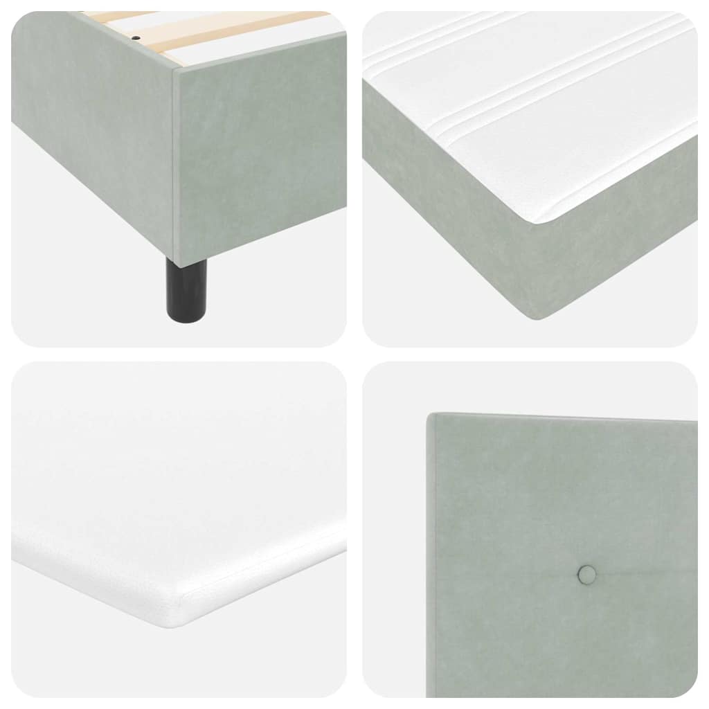 Letto a molle con materasso Grigio chiaro 190 x 90 cm Velluto | homemem39