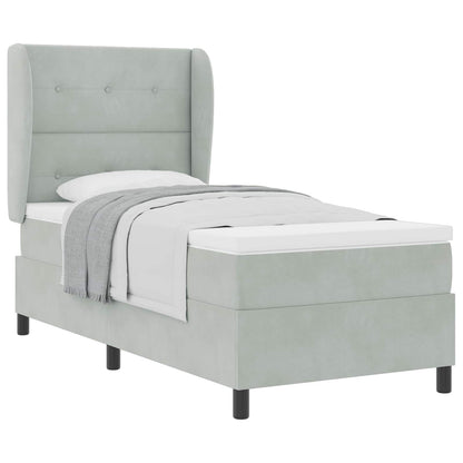 Letto a molle con materasso Grigio chiaro 190 x 90 cm Velluto | homemem39