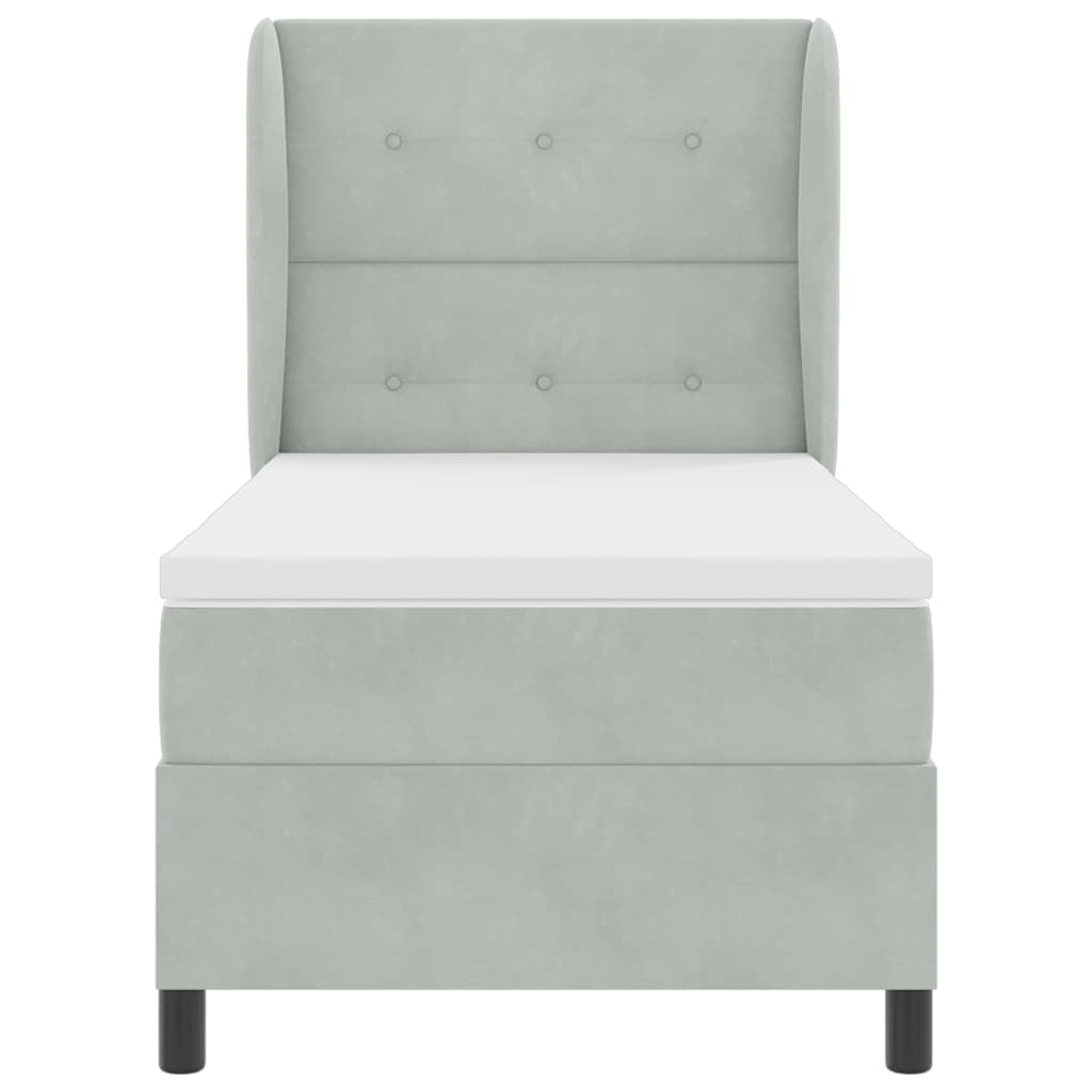 Letto a molle con materasso Grigio chiaro 190 x 90 cm Velluto | homemem39