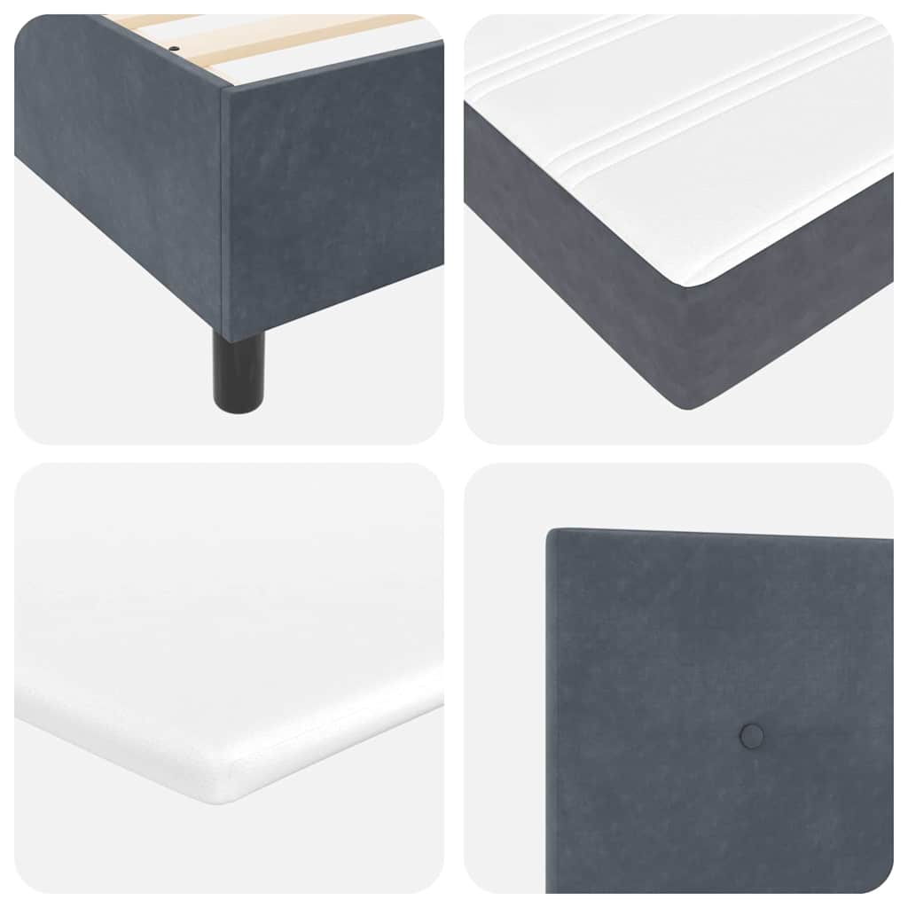 Letto a molle con testiera Grigio scuro 190 x 90 cm Velluto
