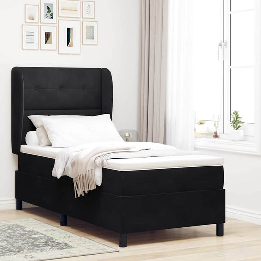 Letto a molle con materasso Nero 190 x 90 cm Velluto | homemem39