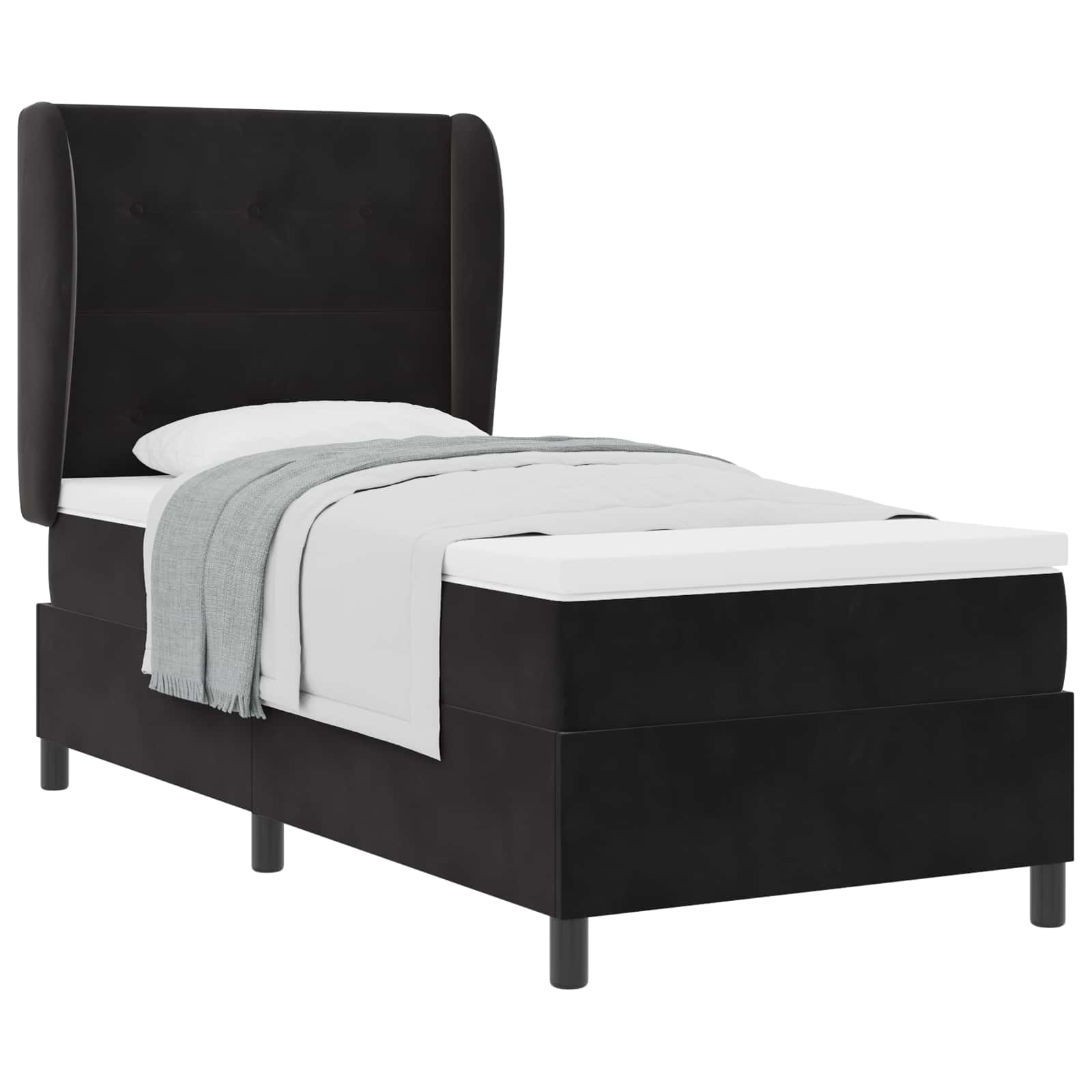 Letto a molle con materasso Nero 190 x 90 cm Velluto | homemem39