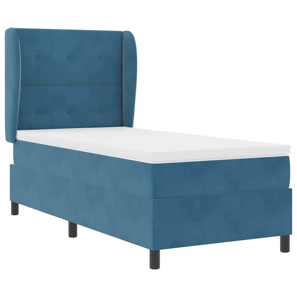 Letto a molle con materasso Blu Scuro 190 x 90 cm Velluto | homemem39