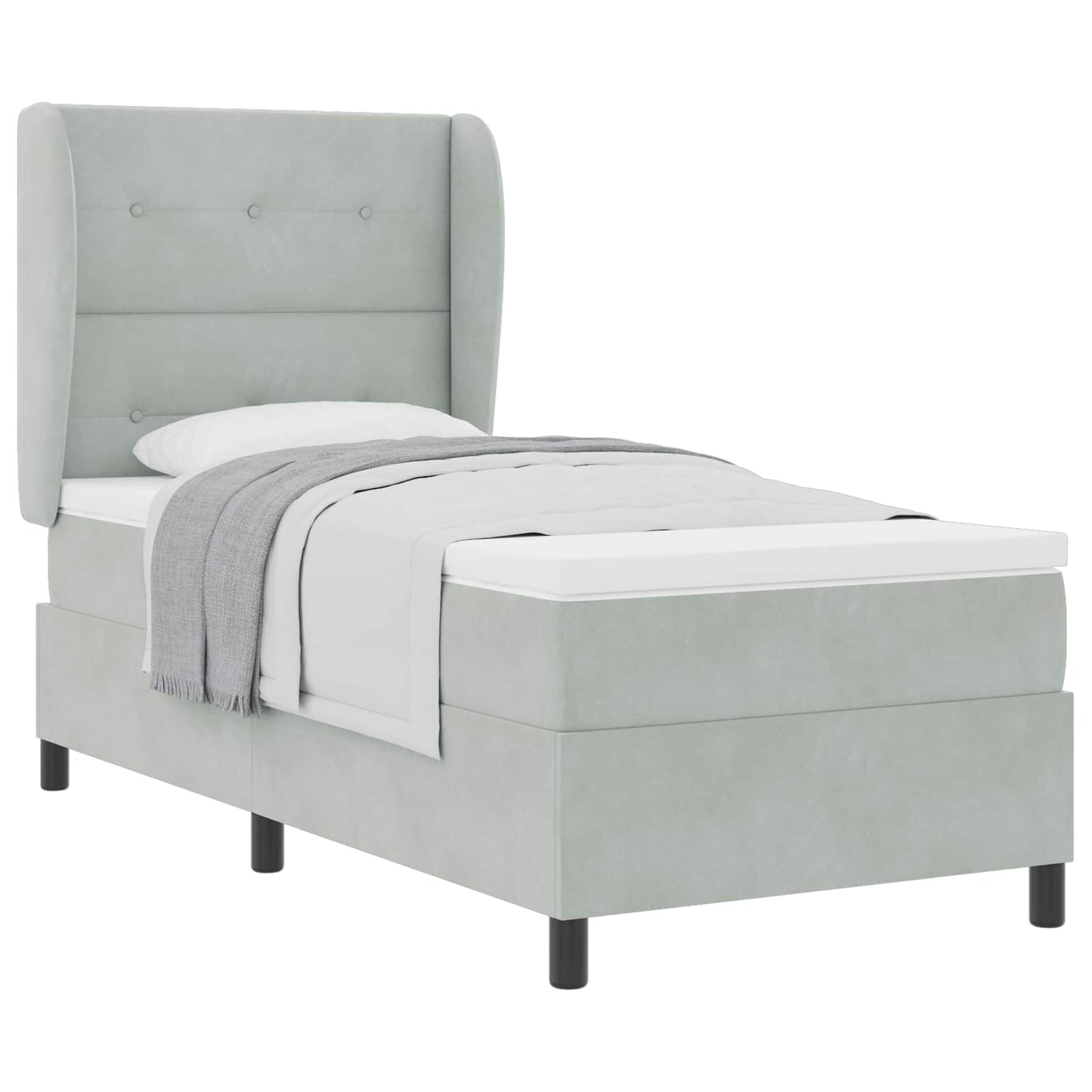 Letto a molle con materasso Grigio chiaro 200 x 90 cm Velluto | homemem39