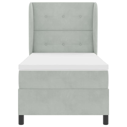 Letto a molle con materasso Grigio chiaro 200 x 90 cm Velluto | homemem39