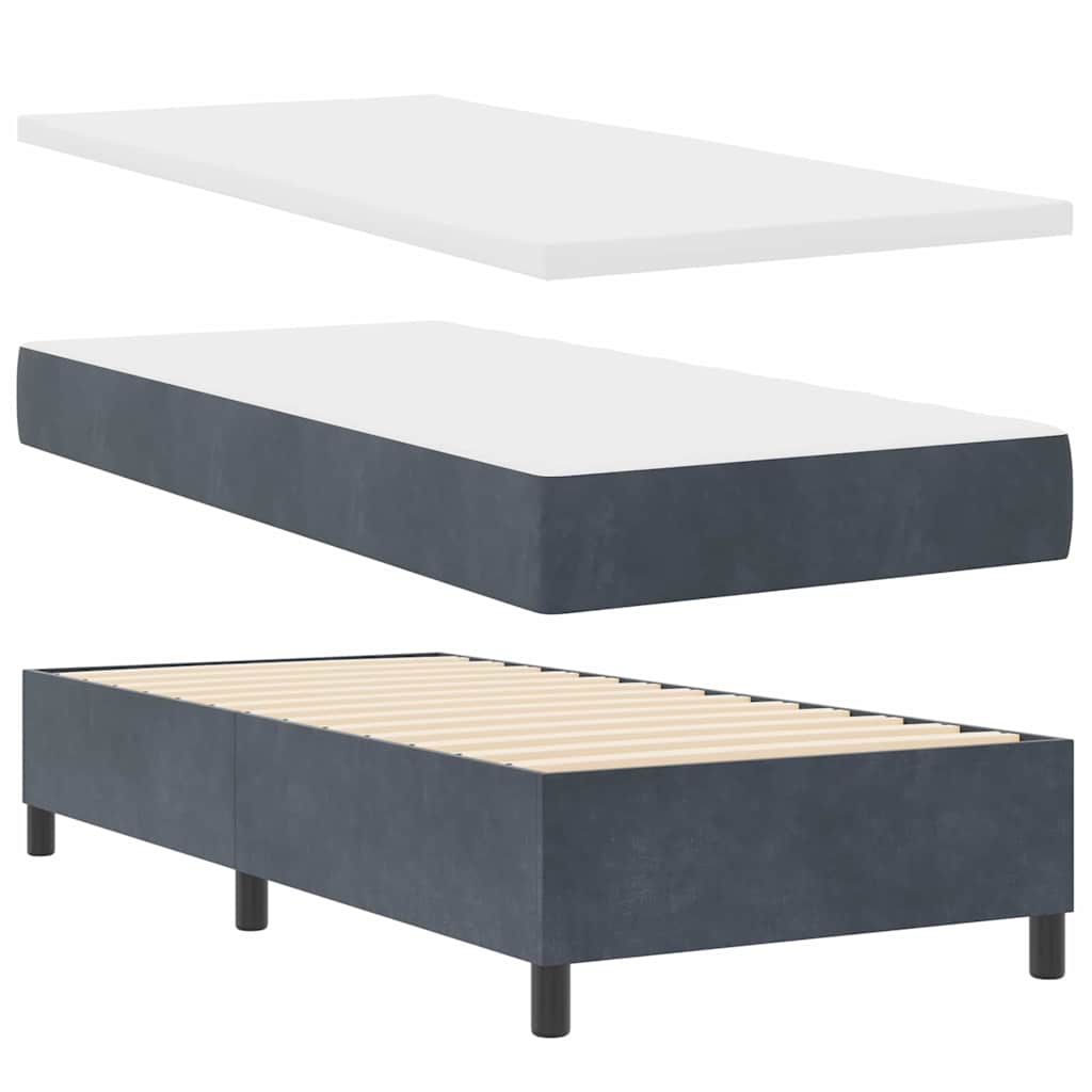 Letto a molle con materasso Grigio scuro 200 x 90 cm Velluto | homemem39