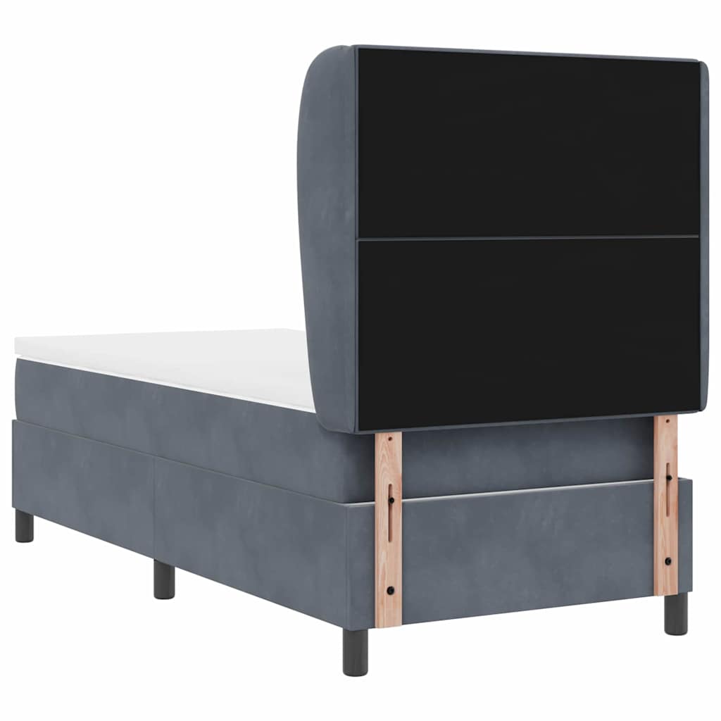 Letto a molle con materasso Grigio scuro 200 x 90 cm Velluto | homemem39