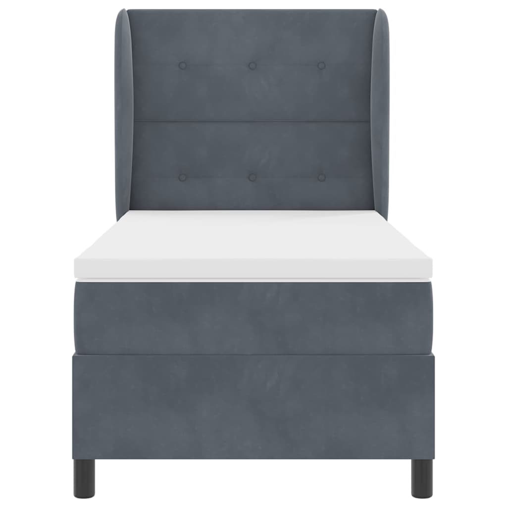 Letto a molle con materasso Grigio scuro 200 x 90 cm Velluto | homemem39