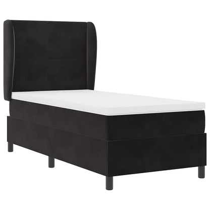 Letto a molle con materasso Nero 200 x 90 cm Velluto | homemem39