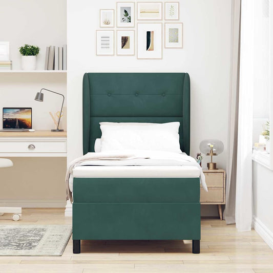 Letto a molle con testiera Verde Scuro 200 x 90 cm Velluto | homemem39