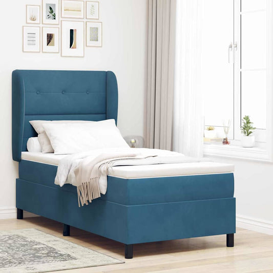 Letto a molle con testiera Blu Scuro 200 x 90 cm Velluto | homemem39