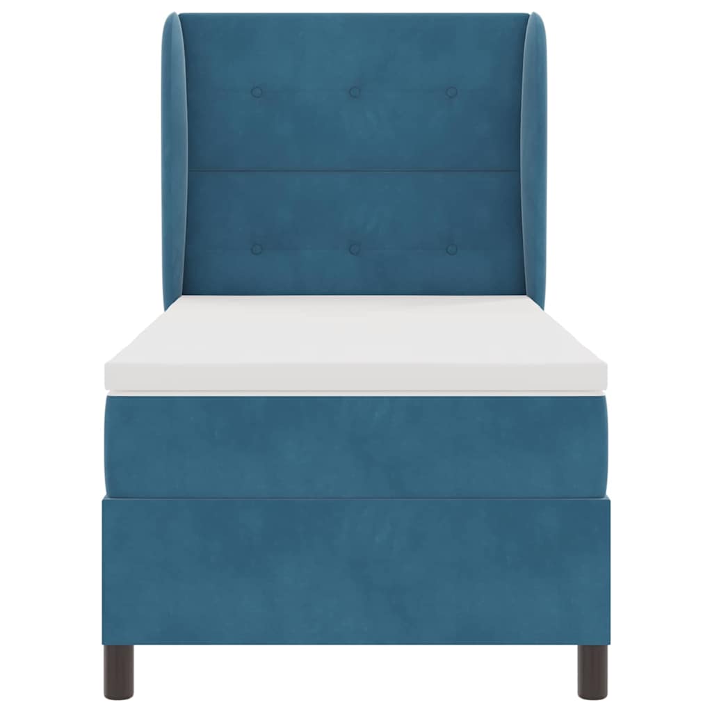 Letto a molle con materasso Blu Scuro 200 x 90 cm Poliestere