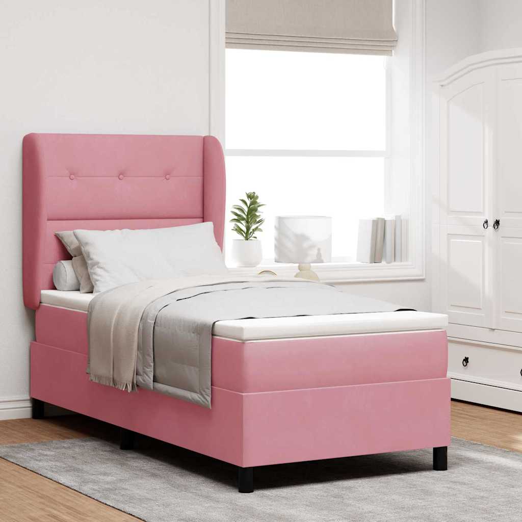Letto a molle con testiera Rosa 200 x 90 cm Velluto | homemem39