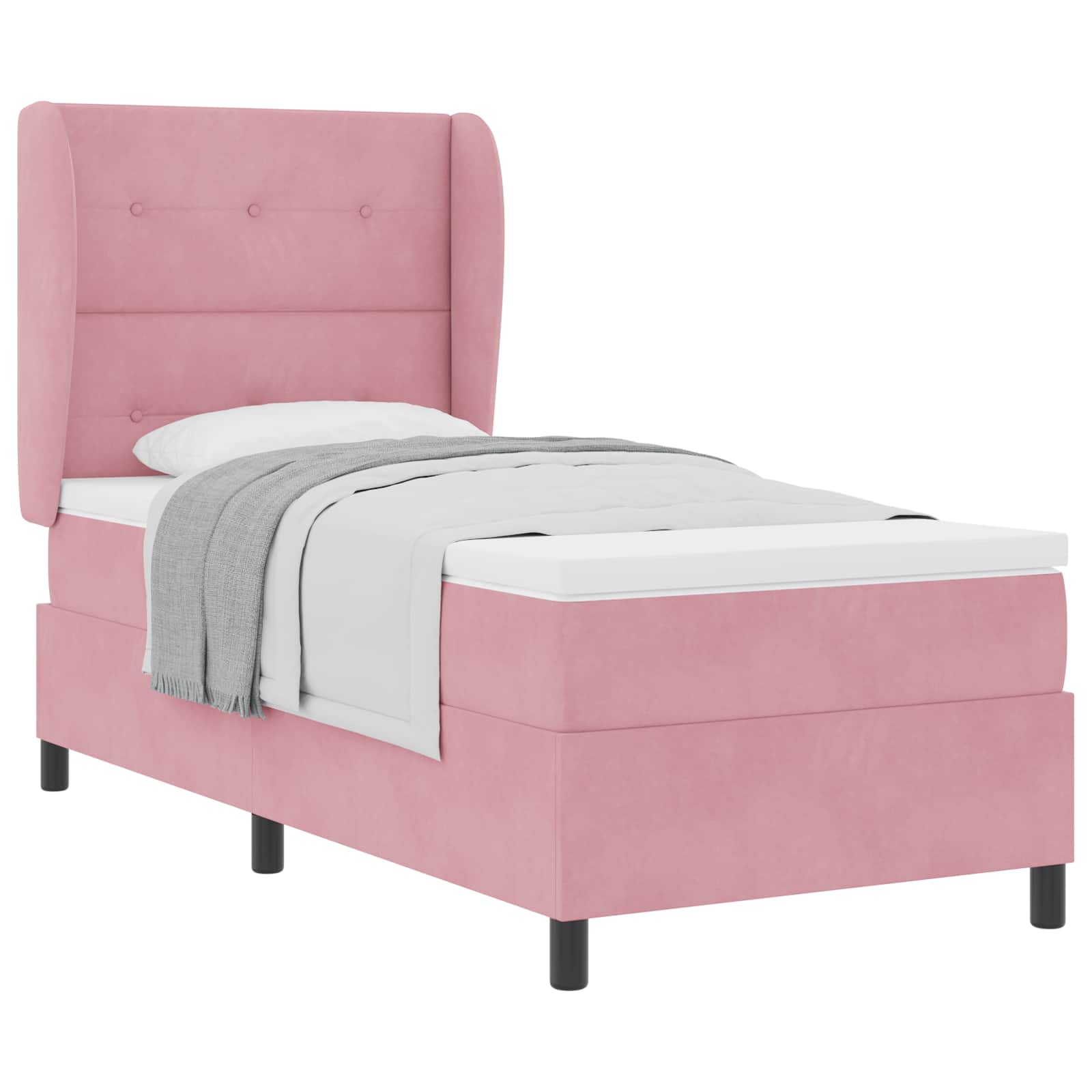 Letto a molle con testiera Rosa 200 x 90 cm Velluto | homemem39